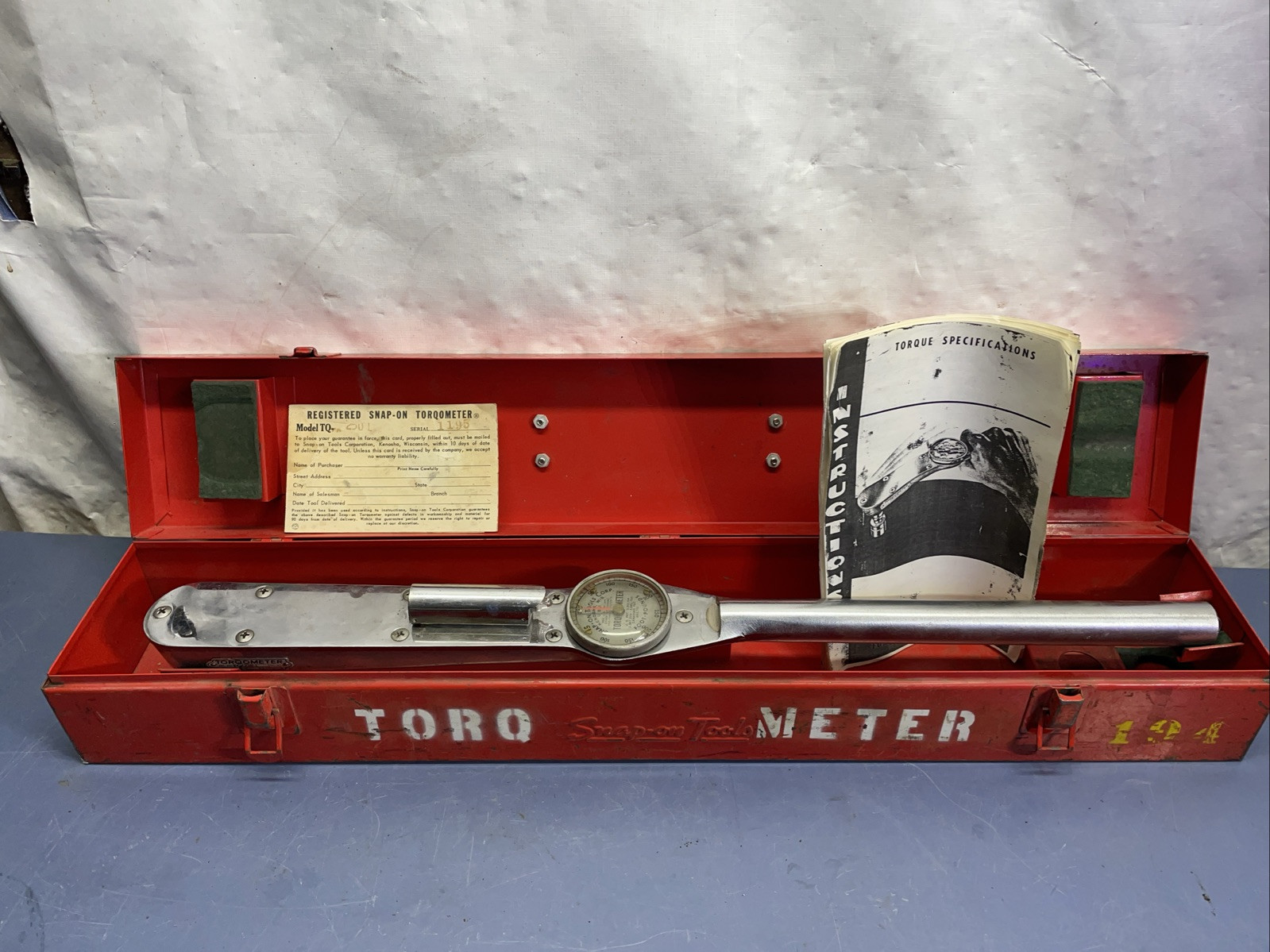 Rare vintage snap on 250L torque meter 200 foot pounds