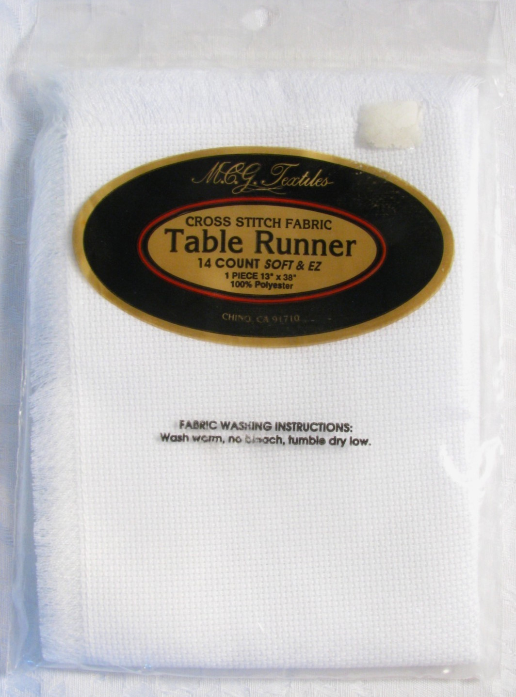 MCG Textiles Cross Stitch Fabric Table Runner 13" X 38" 14 Ct White Soft & EZ