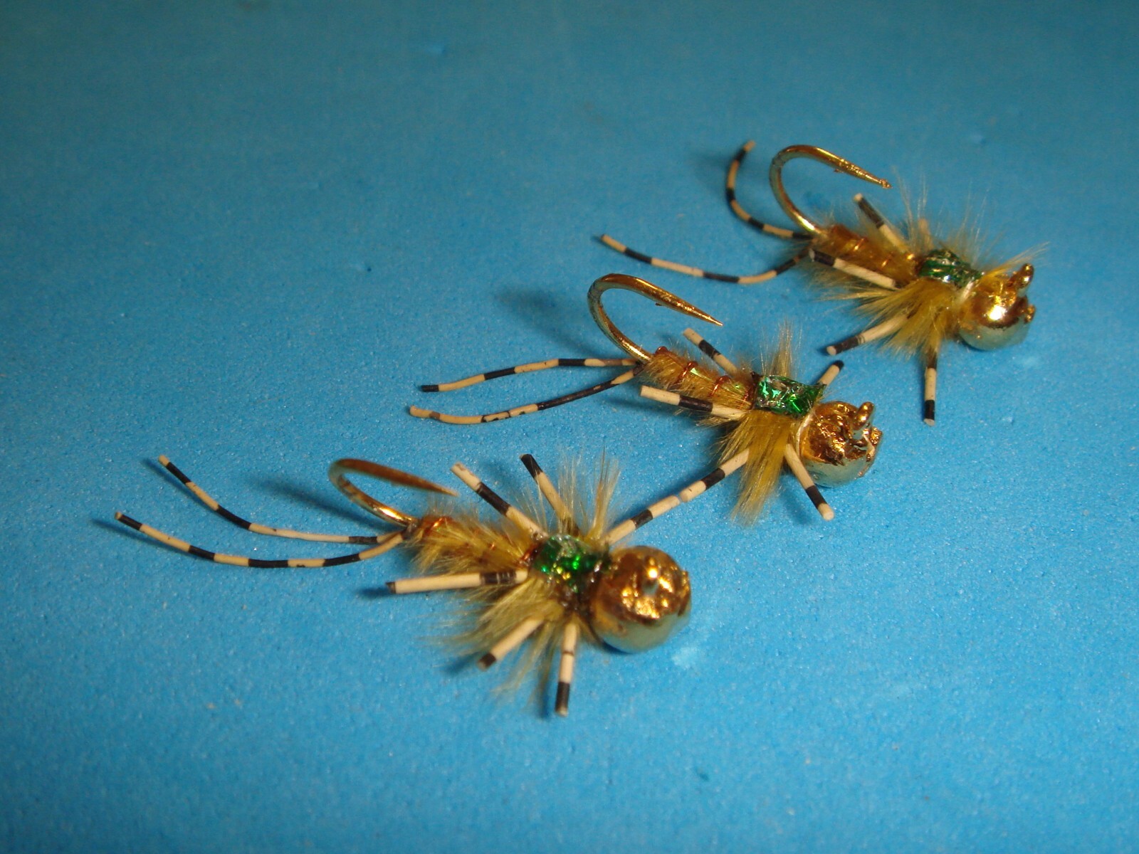 FLY FISHING FLIES - Gold CLASSIC CLINGER DRAKE NYMPH (JIGGED) size #14 (6 pcs.)