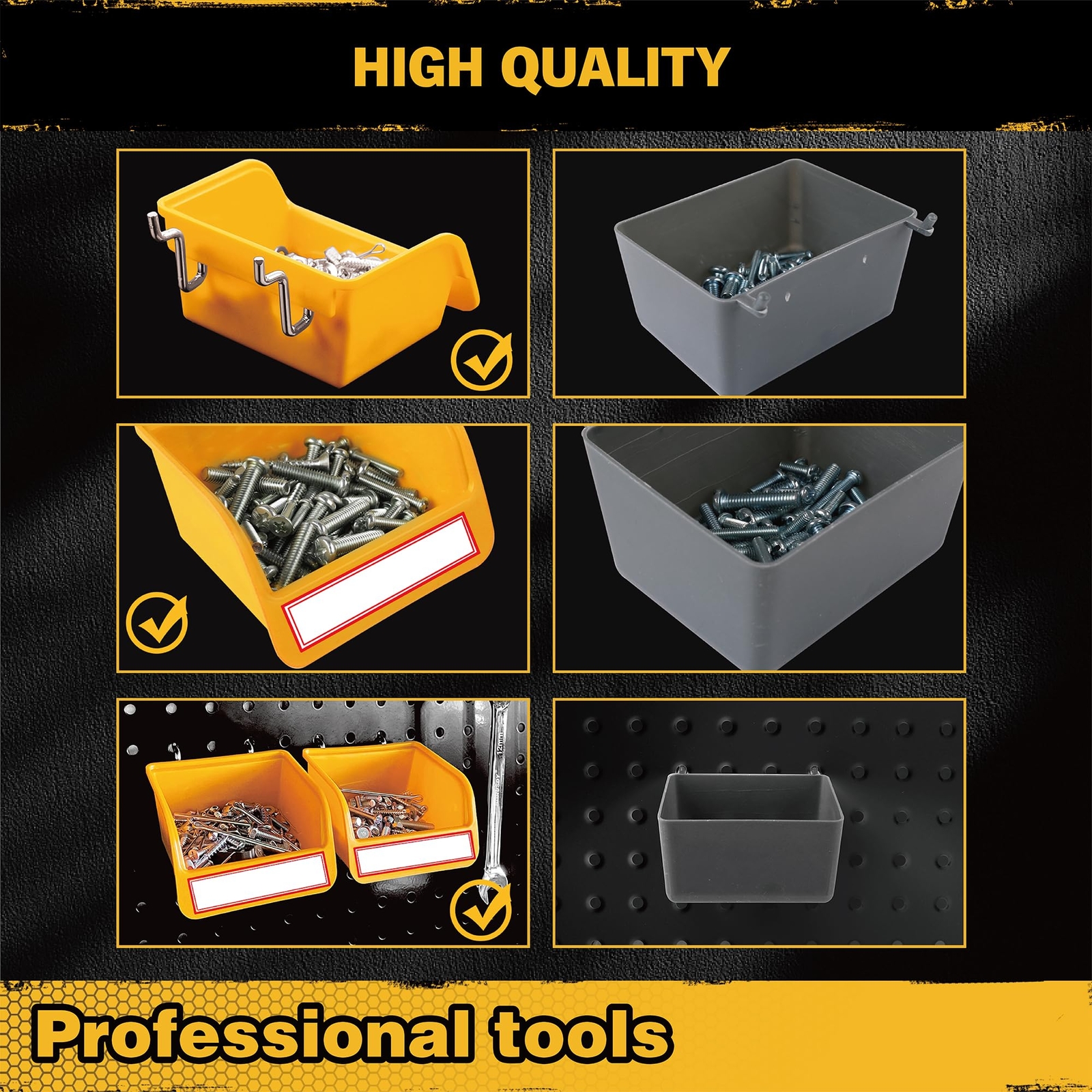6Pack Pegboard Bins Parts Storage Tool Workbench Bins for Screws Nuts Bolts