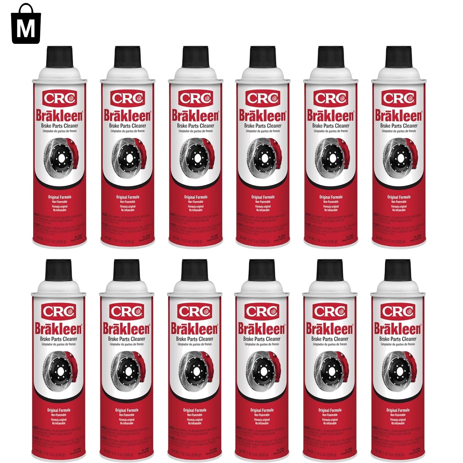 Brakleen Non-Flammable Brake Cleaner Spray 19 oz, 12 Pack for Safe Performance