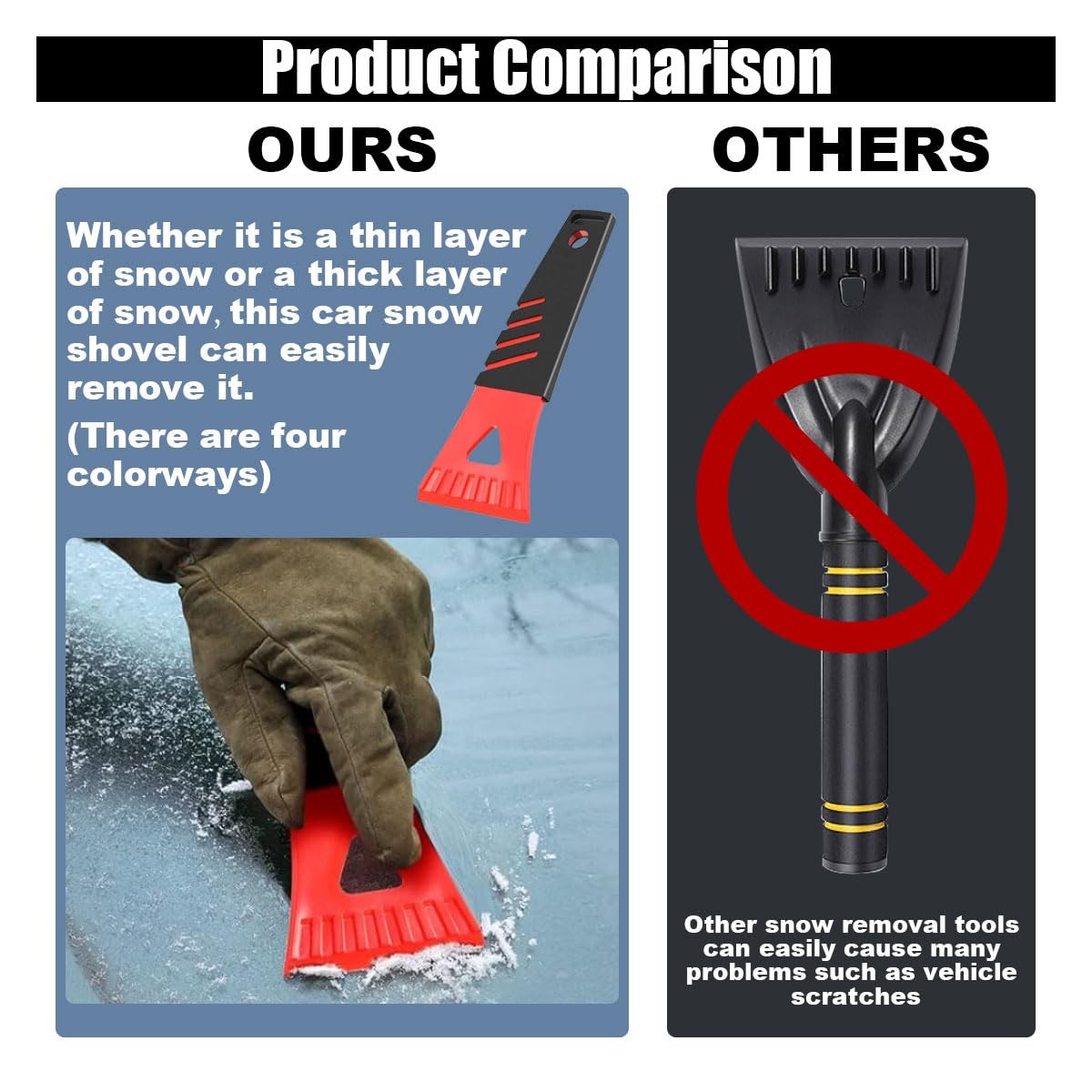 12 Pieces Ice Scraper Set | Non-Scratch Plastic | Ergonomic Handle | Winter Tool