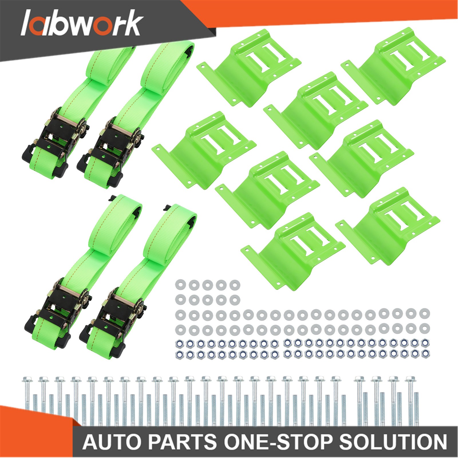 Labwork Heavy Duty Wheel Chock Tie Down Straps Set (4PK) For ATV UTV