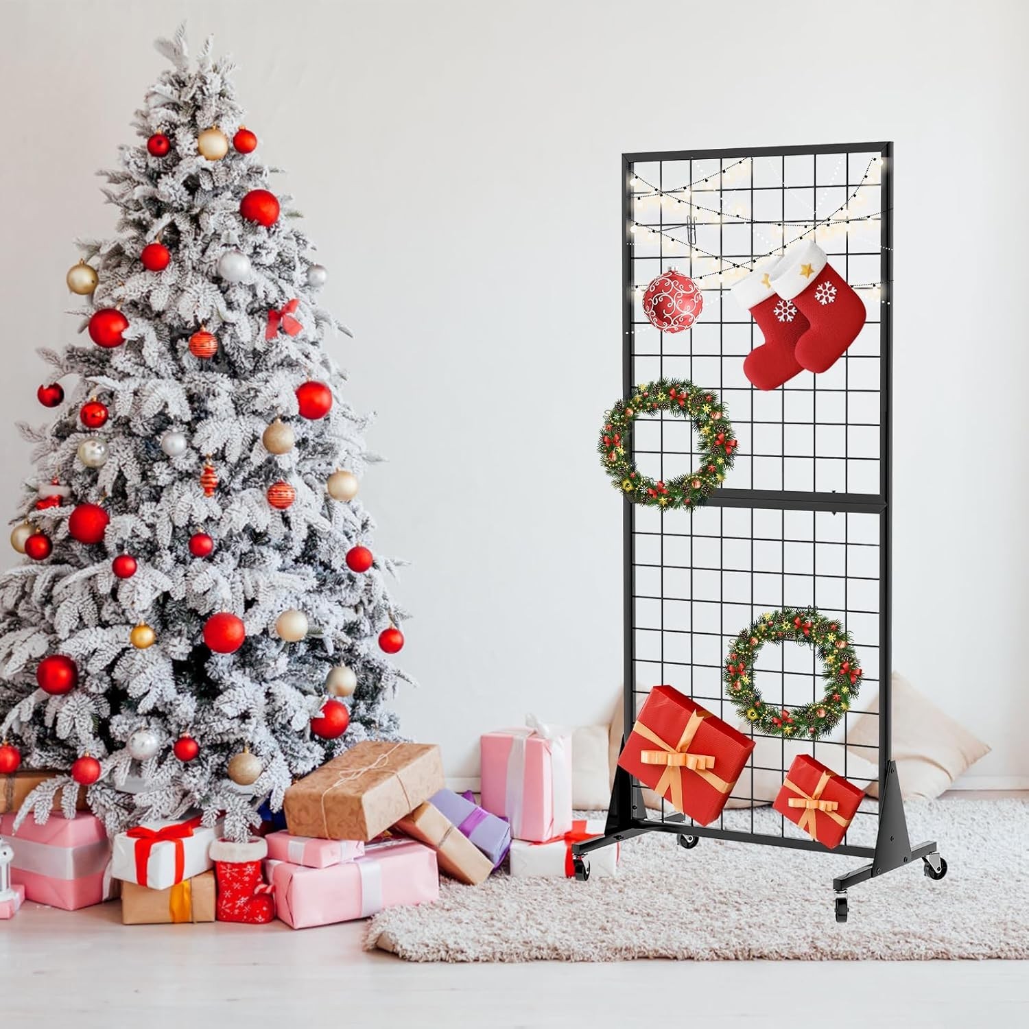 Portable 2-Pack Grid Wall Stands with 50 lbs Capacity - Perfect for Retail Use
