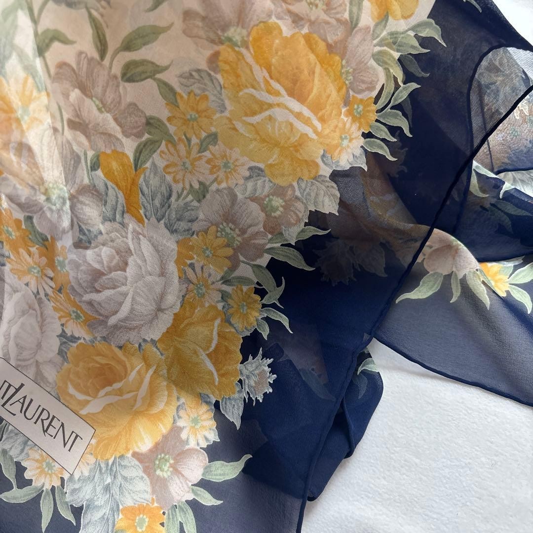 Yves Saint Laurent Silk Scarf Floral Print Fashion Accessory Excellent Quality