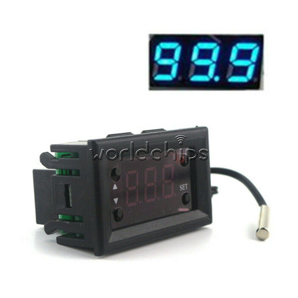 W1218 Thermostat 12V+3Digit Display NTC Sensor Probe Controller Red/Blue W1209WK