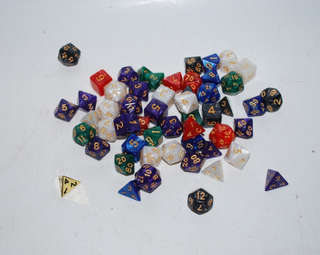 Bulk Lot of RPG Polyhedral Dice (Approx. 35–40) D4 D6 D8 D10 D12 D20 Mixed Color