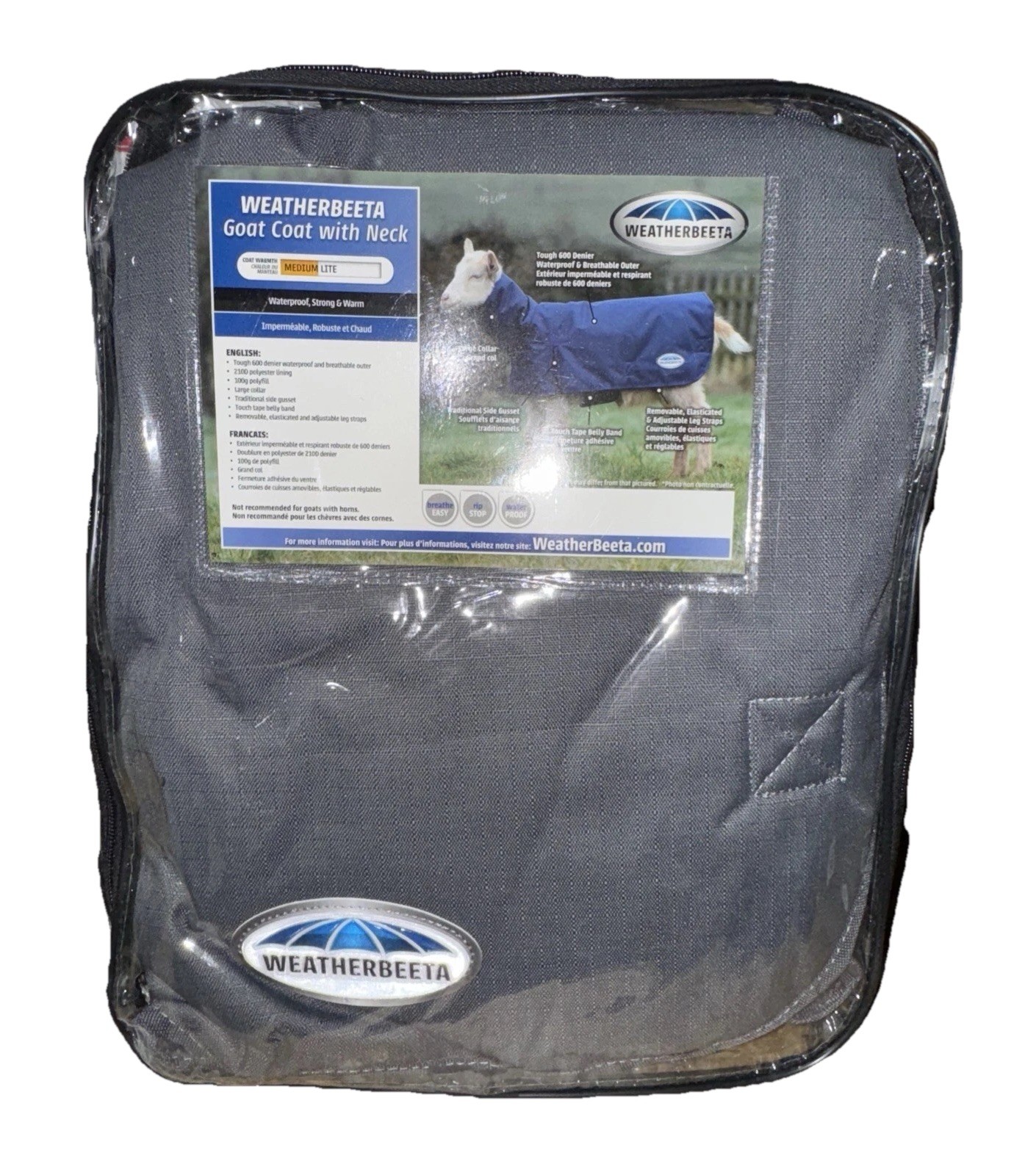 WeatherBeeta Goat Coat with Neck Grey