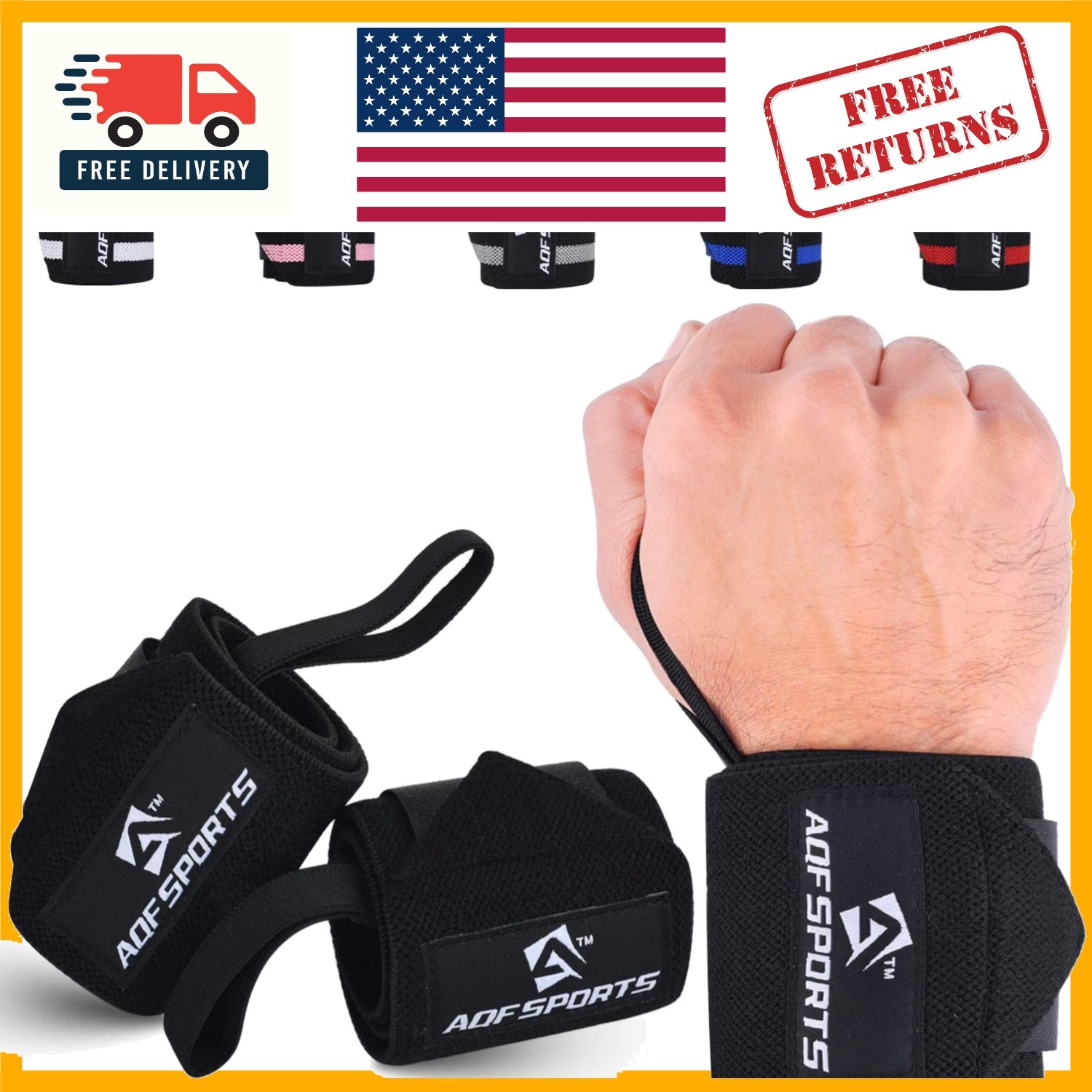 18" USPA Approved Wrist Wraps for Weightlifting - Maximum Support & Stability