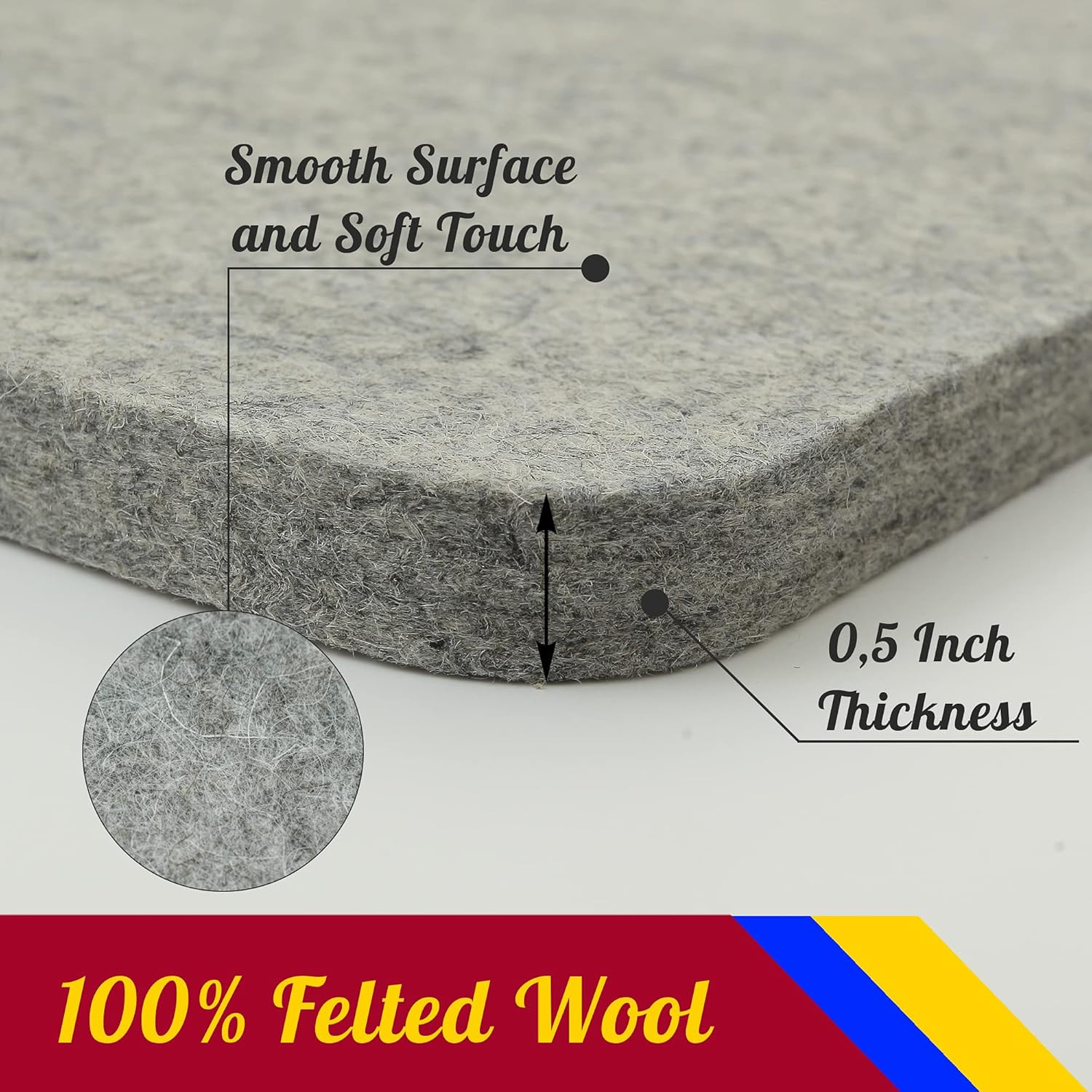 Wool Pressing Mat - 17" X 13.5" Quilting Ironing Pad - 100% New Zealand Felted W