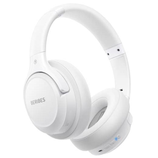 Bluetooth Headphones Over Ear - 65H Playtime & 6 EQ Music Modes - White