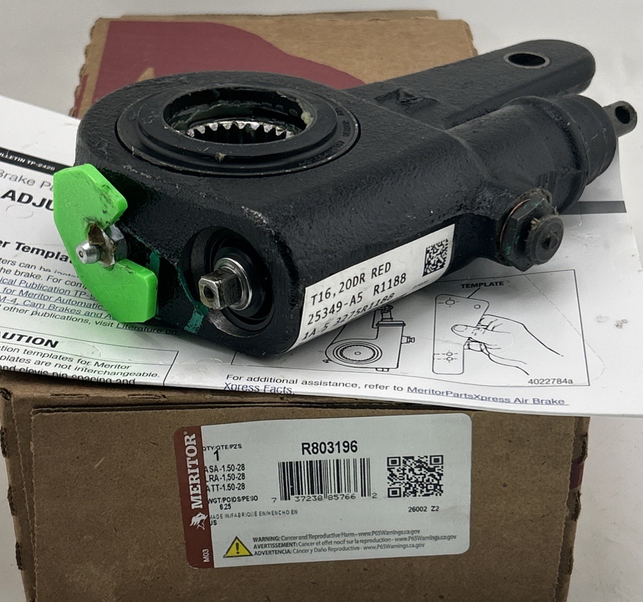 Meritor R803196 Automatic Slack Adjuster AY-ASA 1.50-28, New In Box, Free...