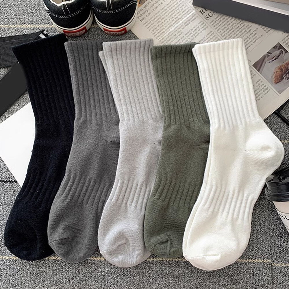 Men Sports Socks Sweat Absorption Solid Color Foot Socks Anti-Odor Socks Hosie ✨