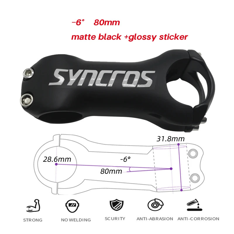 Mountain Bicycle Handlebar Stem ±6 Degrees 31.8mm Carbon Fiber Road Bike Stems