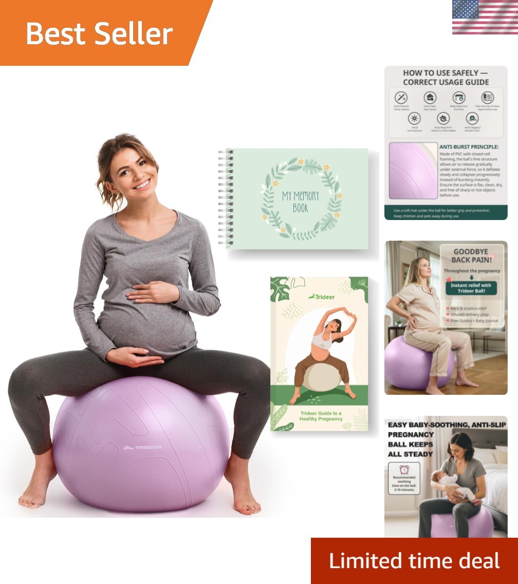 Pregnancy Birthing Ball - 1.7mm Extra Thick Yoga Ball for Maternity, Labor, E...