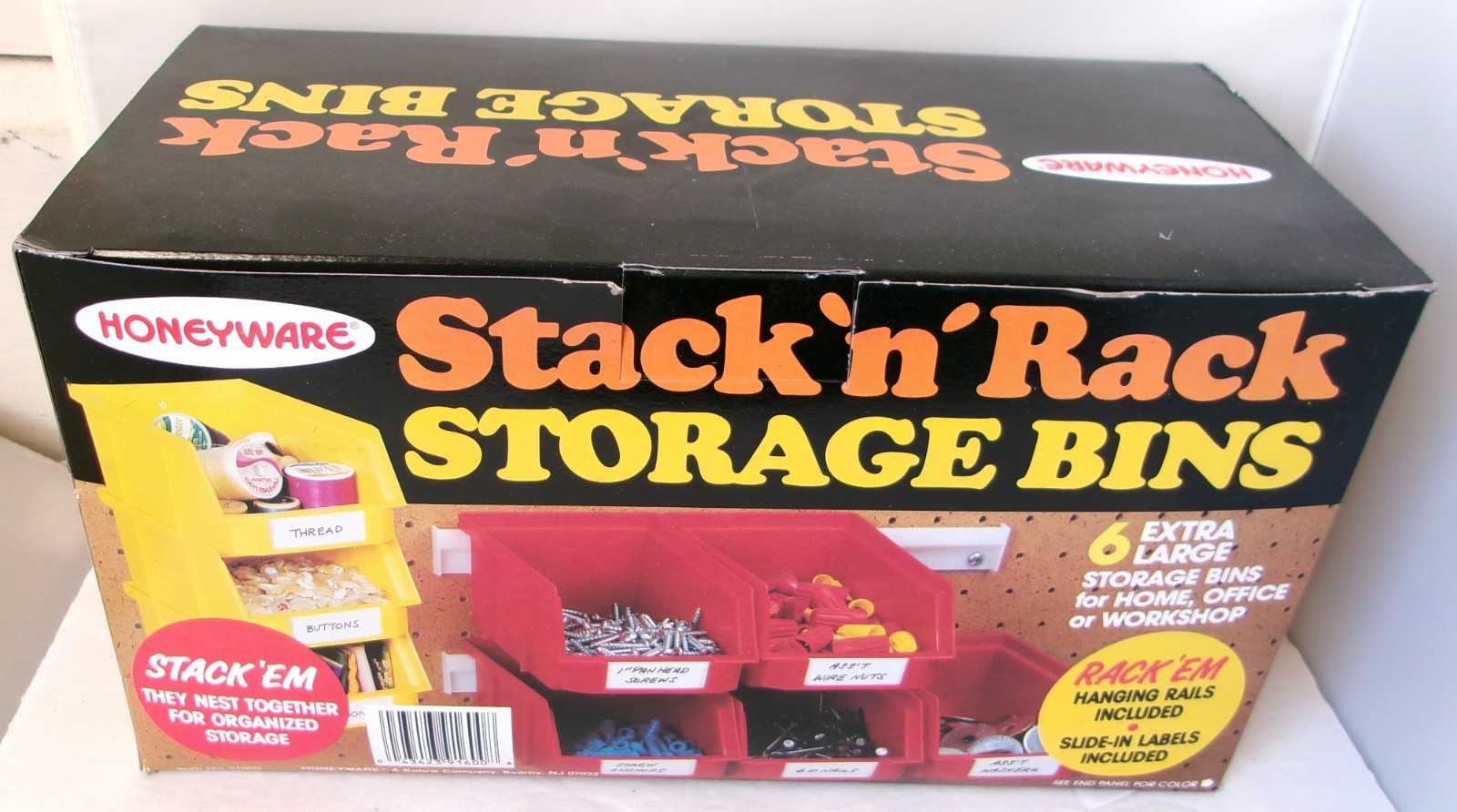 Honeyware Stack N Rack Storage Bins 91600 Red w/ Hanging Rails & Labels - NEW