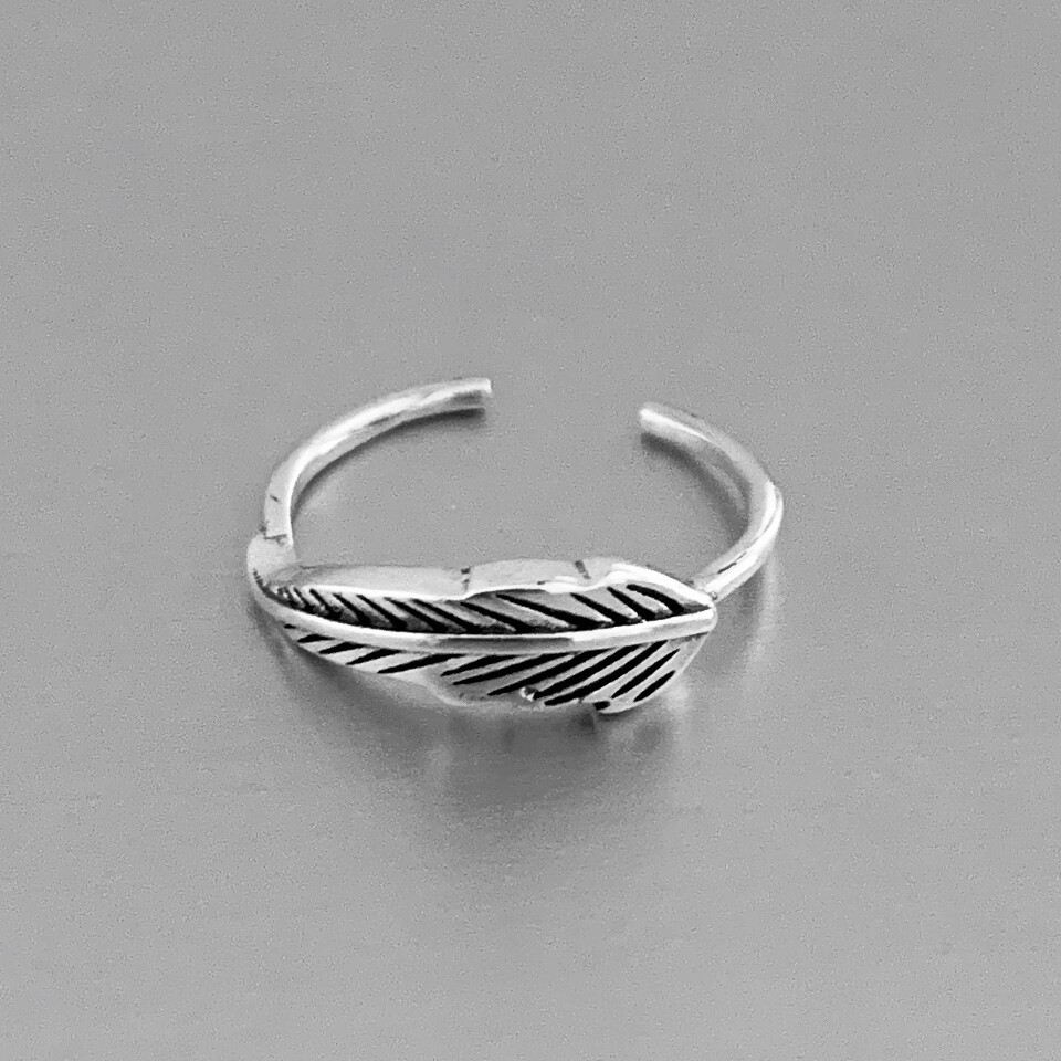Sterling Silver Angels Wing Toe Ring, Silver Ring, Feather Ring, Religious Ring