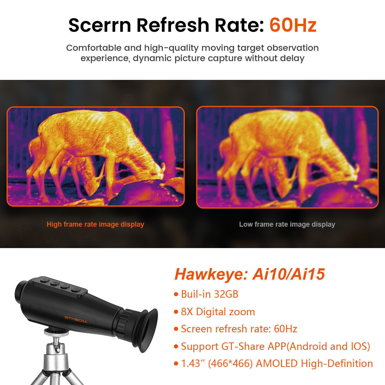 Thermal Monocular AI 384x288 Thermal Imaging Monocular 12um 15mm 60Hz WiFi 5Mode