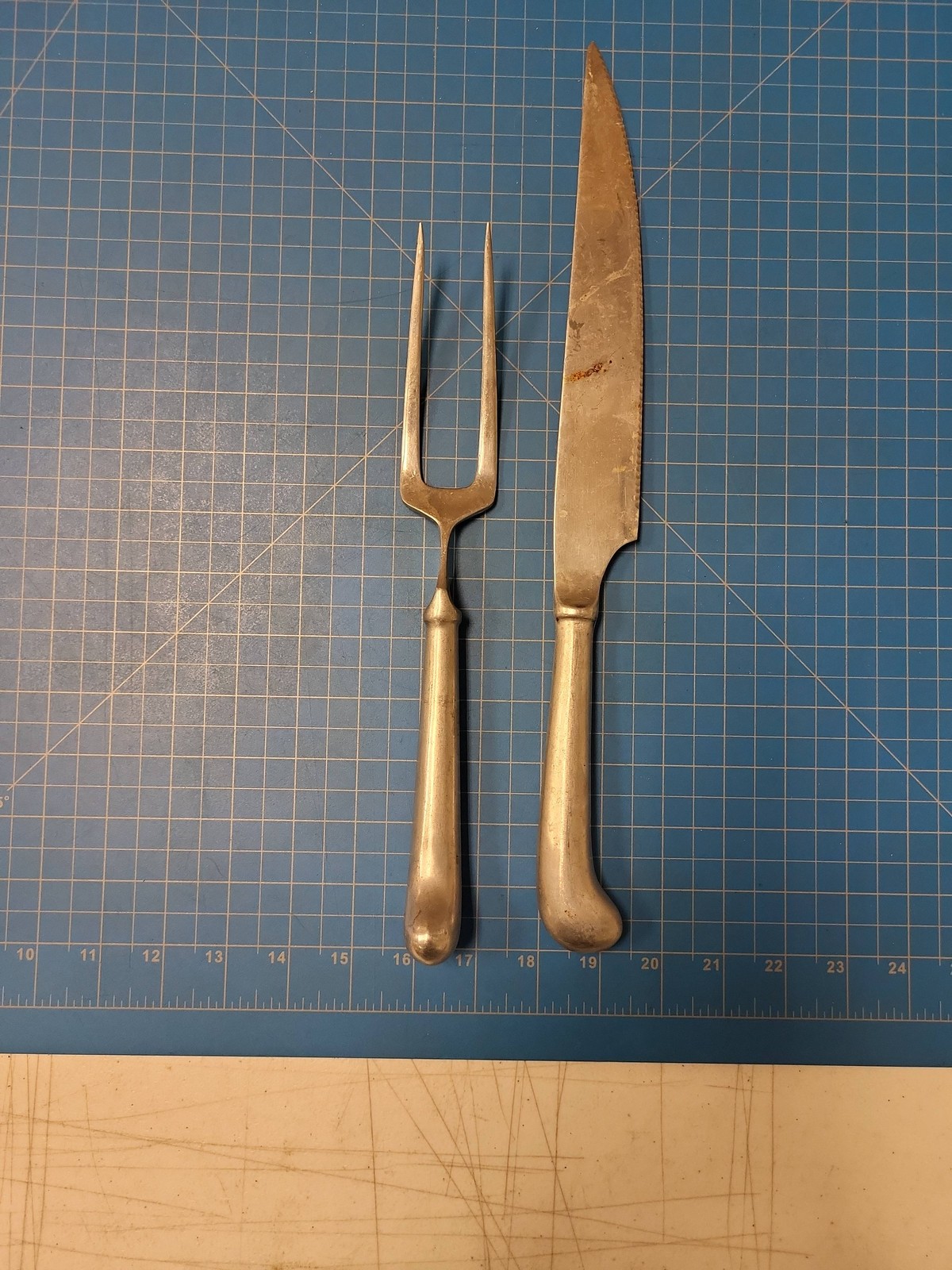 EKCO Stehana Japan Stainless Steel Meat Carving Knife Fork Set Vintage Style