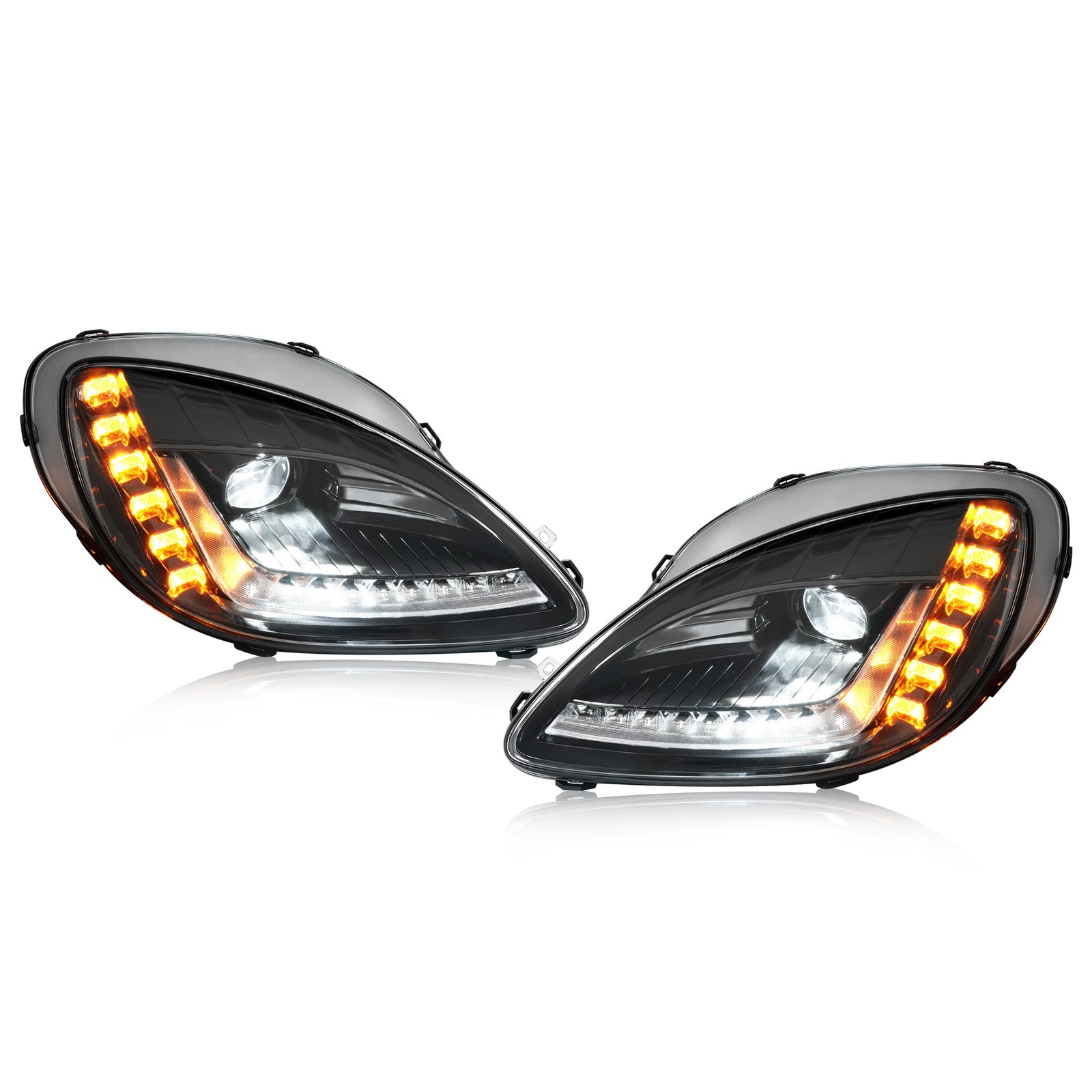 Black/Chrome LED Sequential Projector Headlight For Chevy Corvette C6 2005-2013