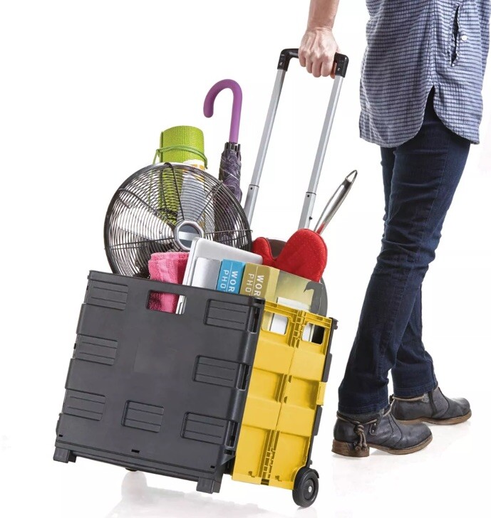 Ultra-Slim Rolling Collapsible Storage Pack-N-Roll Utility-carts, with Telesc...