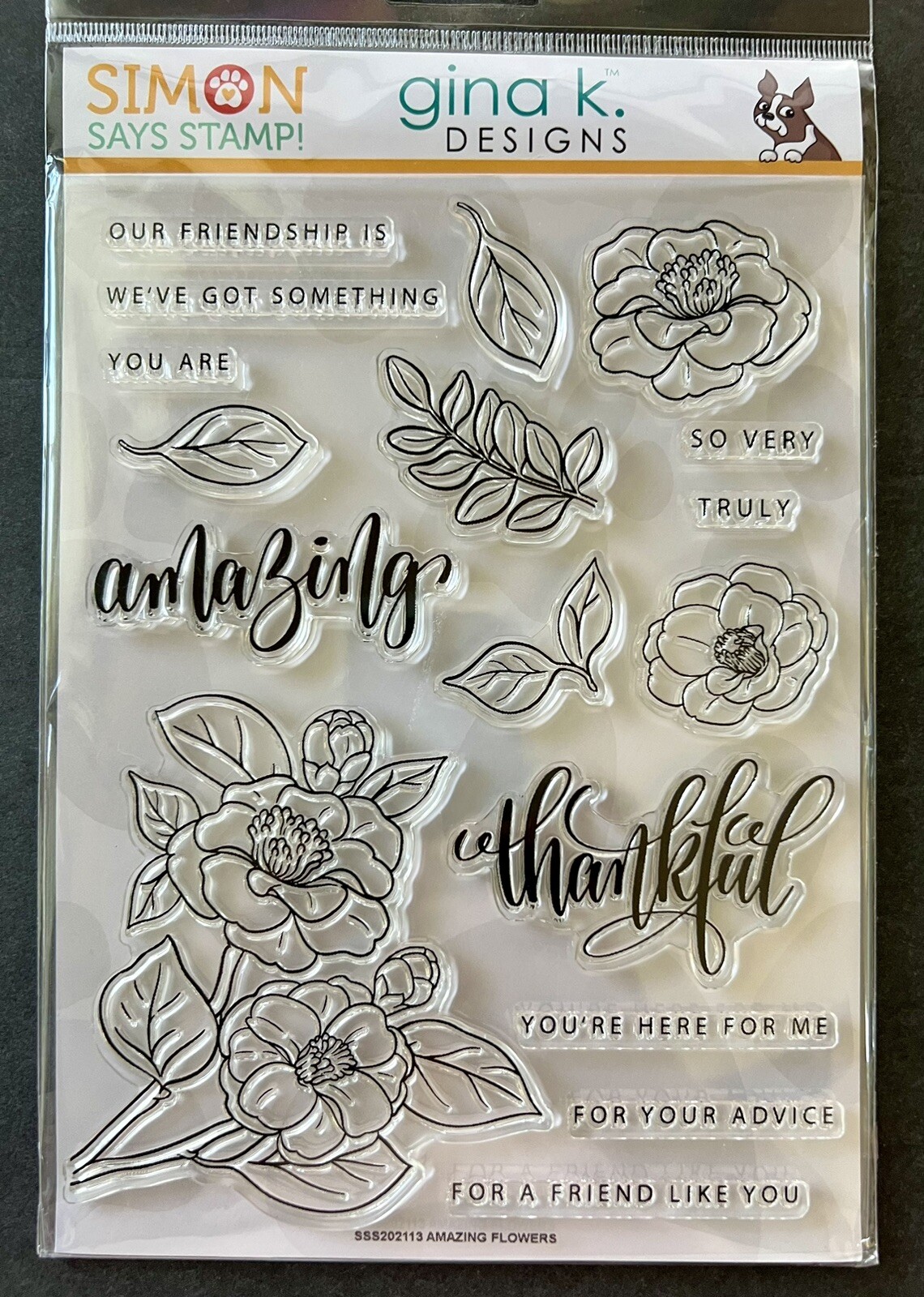 Gina K & Simon Says Stamp - AMAZING FLOWERS Stamp & Die Set - RARE FIND