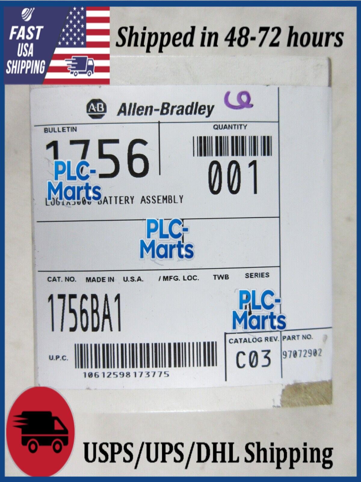 Allen Bradley, ControlLogix, Battery Assembly, 1756-BA1, New, Sealed Box