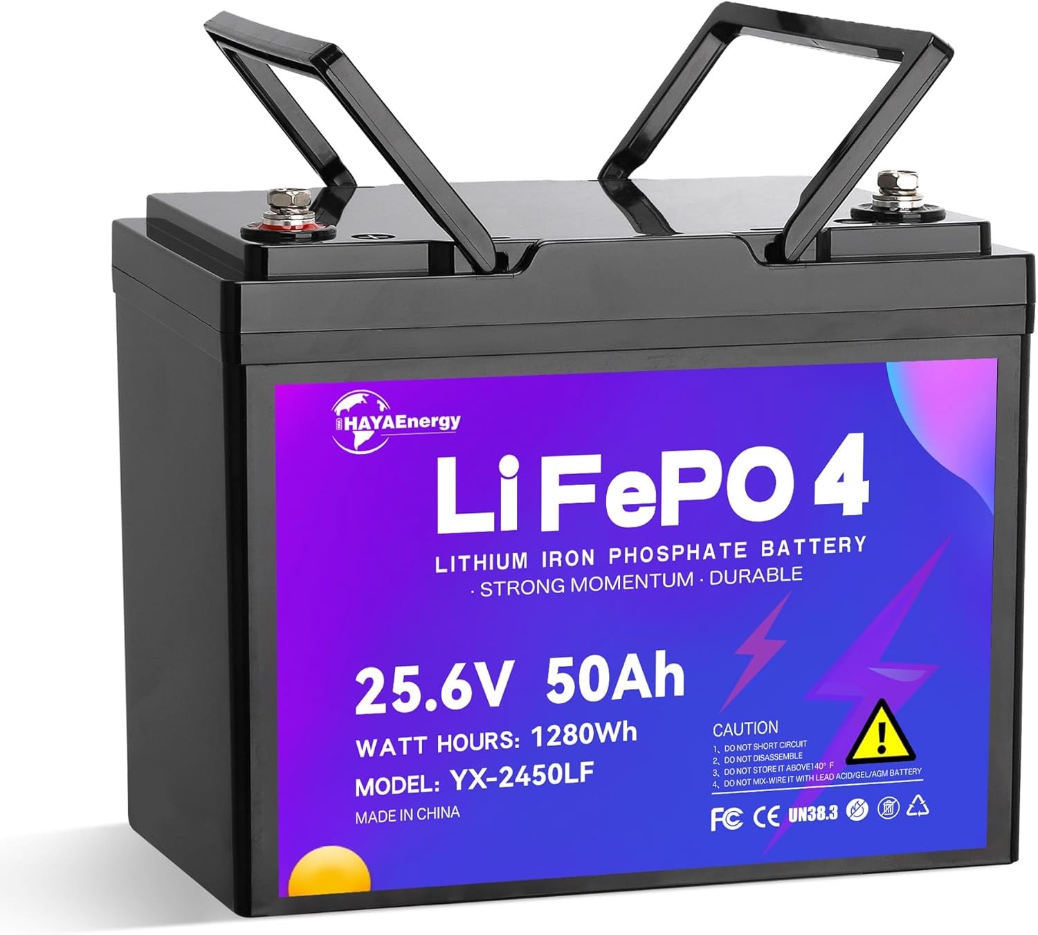 HAYAEnergy 24V 50Ah LiFePO4 Lithium Battery Pack for RV Marine Trolling Motor