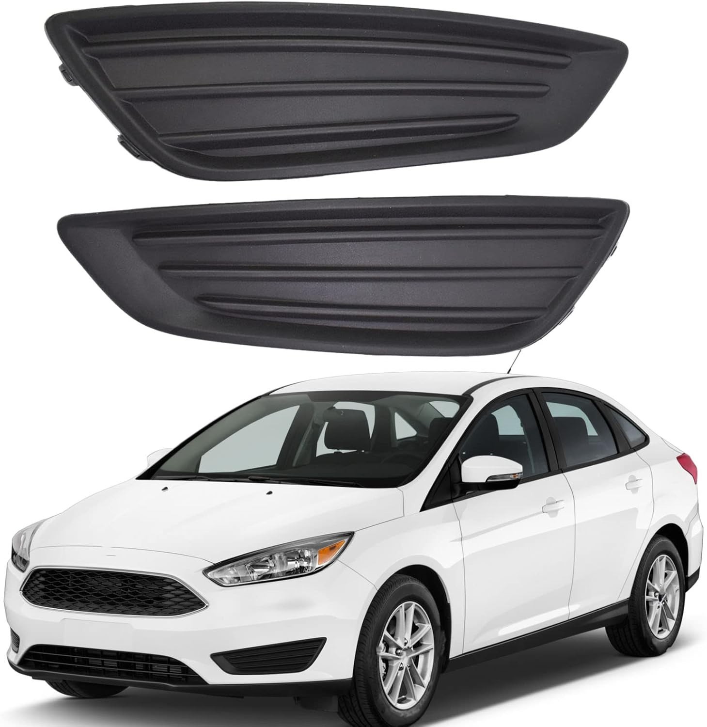 SEBLAFF 2Pcs Front Bumper Fog Light Cover Grilles Replacement for Focus Black