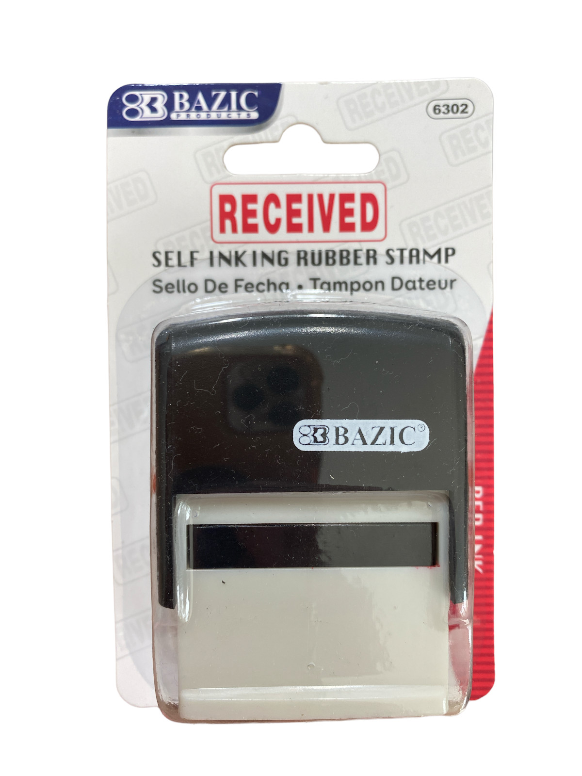Bazic Self Ink Rubber Stamp RECEIVED Red Ink 6302 Impression Area 1.41" / 0.47"