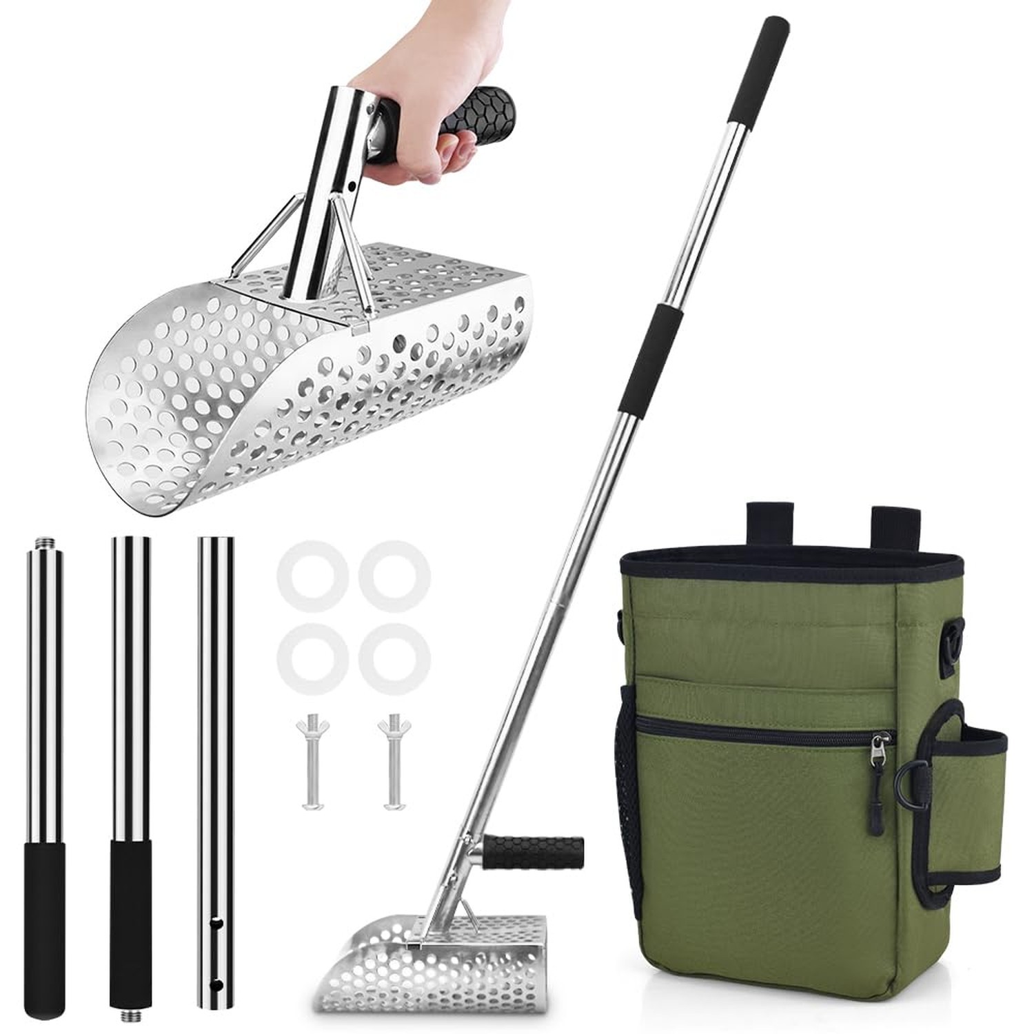 Beach Sand Scoop with Non-Slip Handle,Metal Detecting Tool,Beach Underwater T...