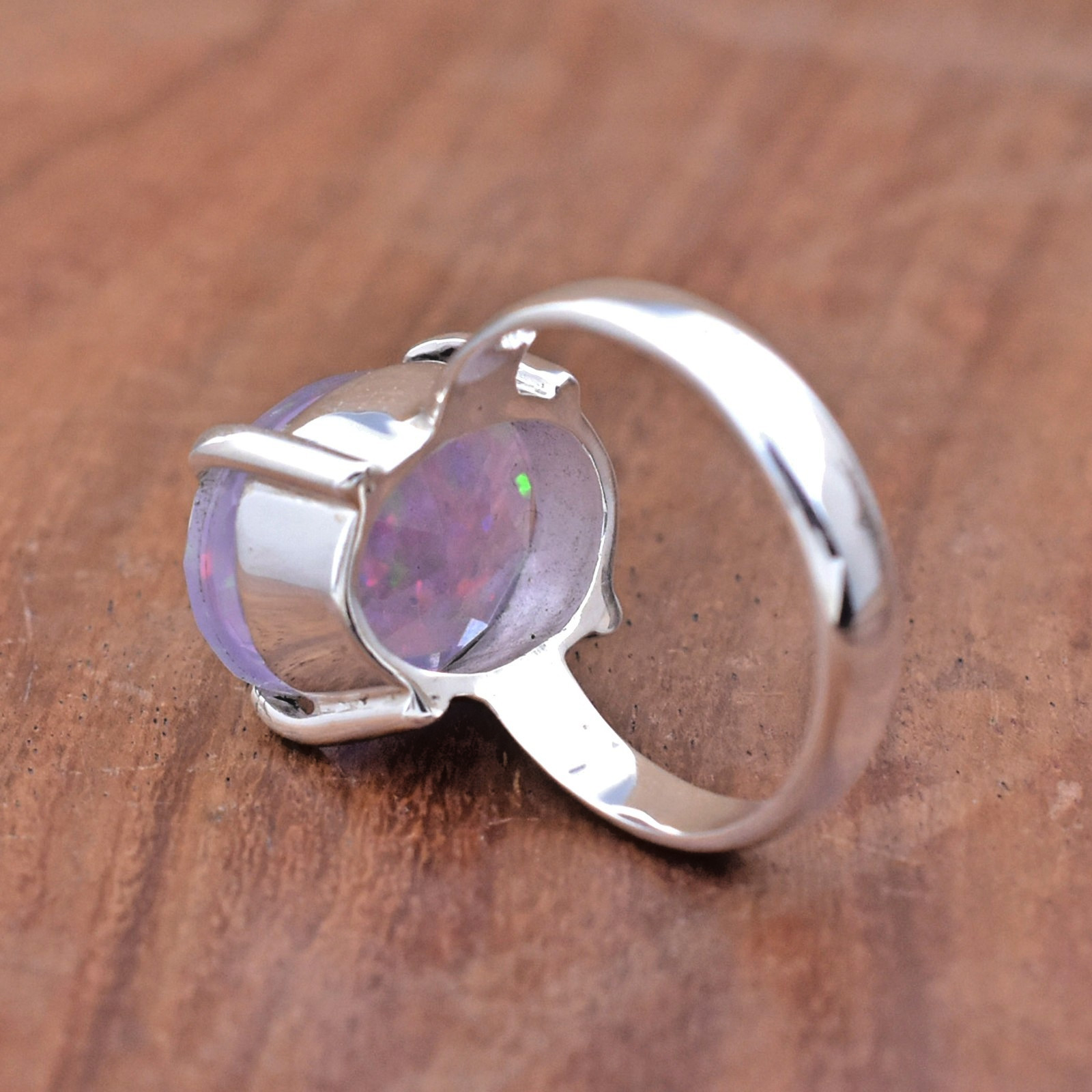 Handmade Ring, Lavender Opal Ring 925 Sterling Silver Cushion Cut Statement Ring