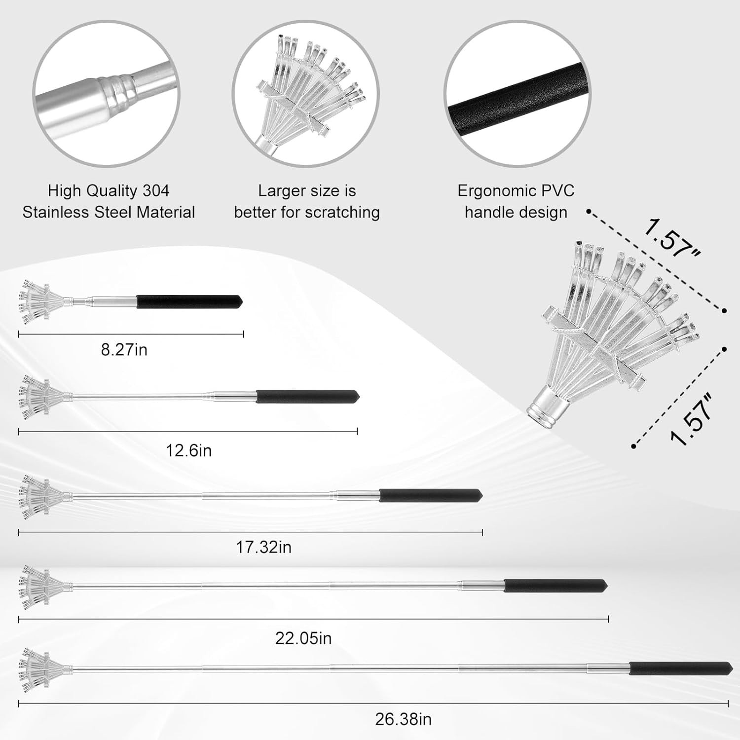 4 Pack Different Back Scratcher Portable Telescoping Rubber Handles Extendable