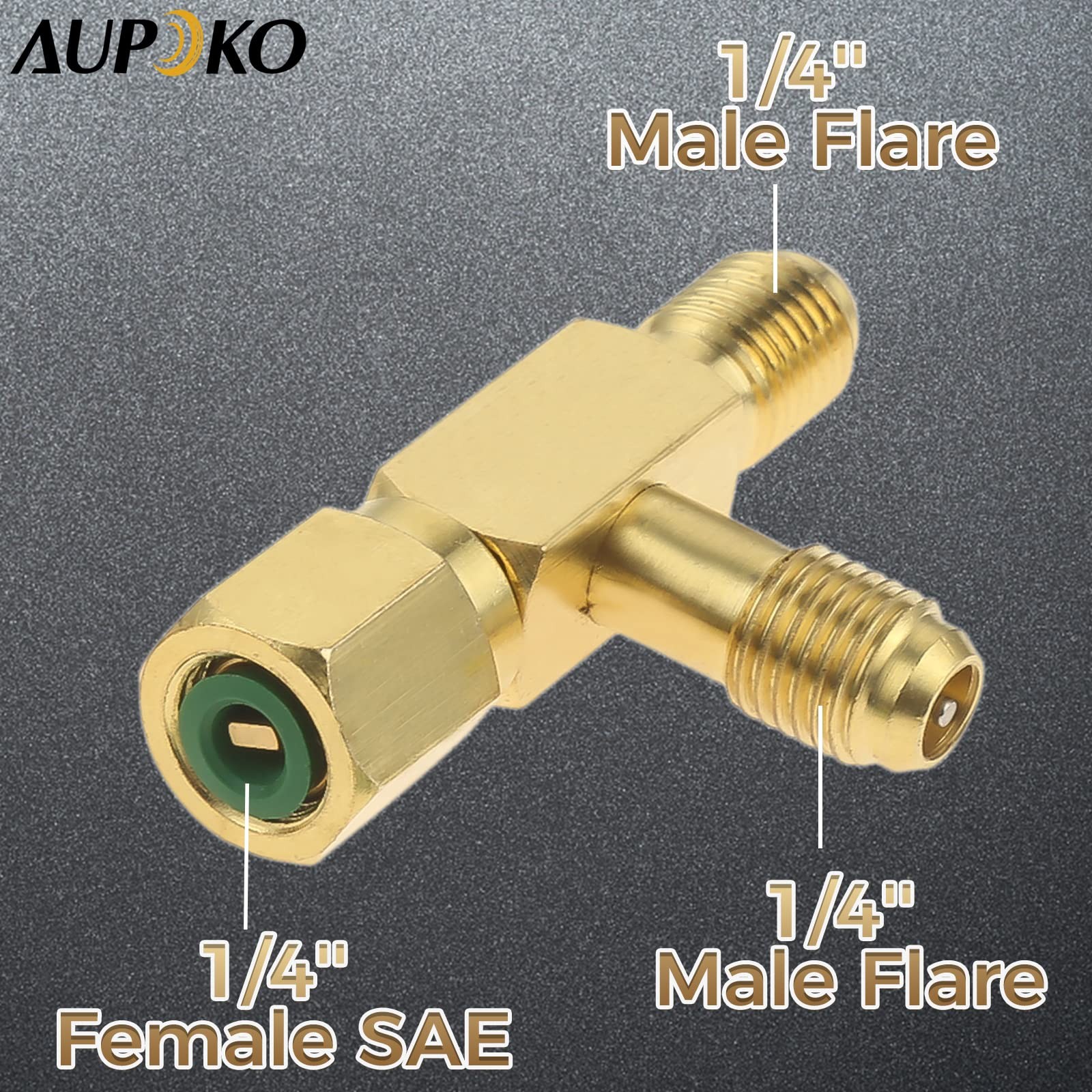 Aupoko Quick Coupler Access Tee, 1/4'' Valves Core Tee Adapter 1/4 inch, Gold