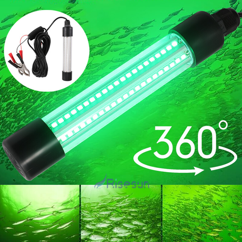 900000000LM 12V Green LED Underwater Fishing Light Night 360° Fish Attract Lamp