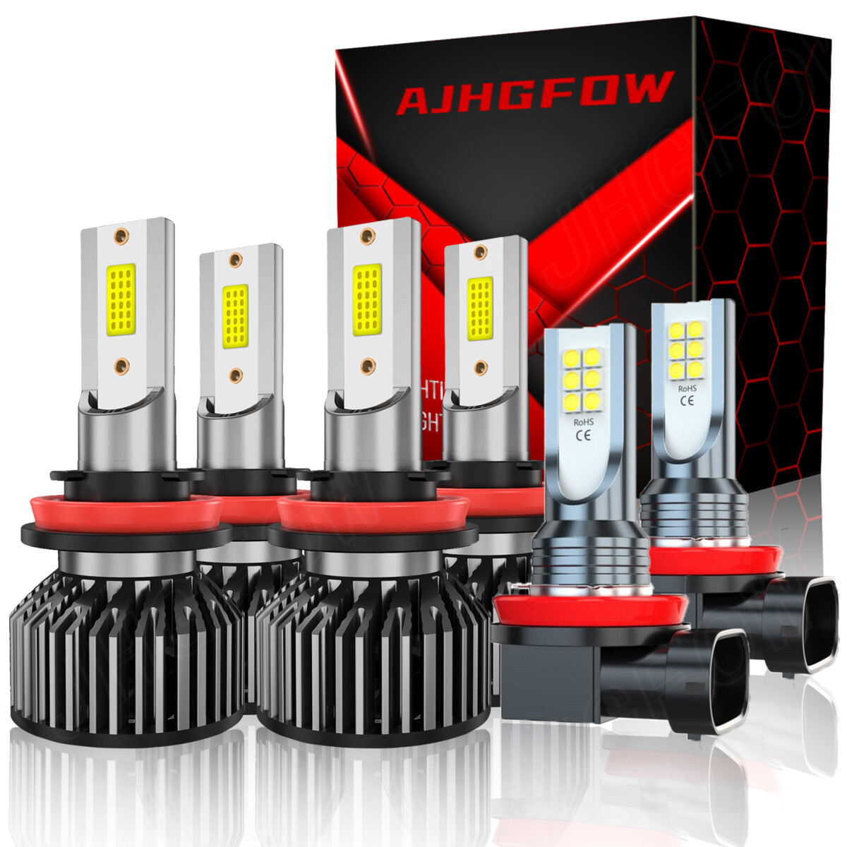 For 2008-2014 Cadillac CTS Sedan 6X Combo LED Headlight Bulbs Hi/Lo + Fog Light