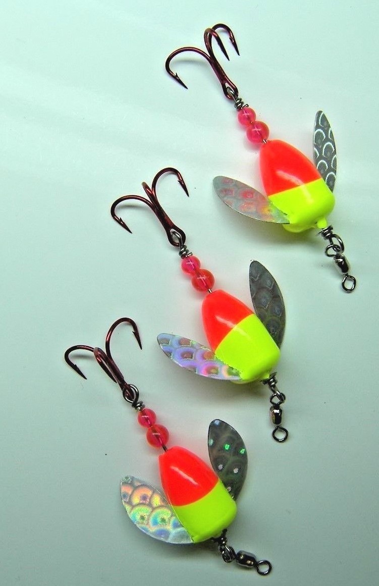 SPIN N GLO LOT  3 SPINNER LURE TROUT SALMON STEELHEAD ALASKA AUSTRALIA WORDEN'S