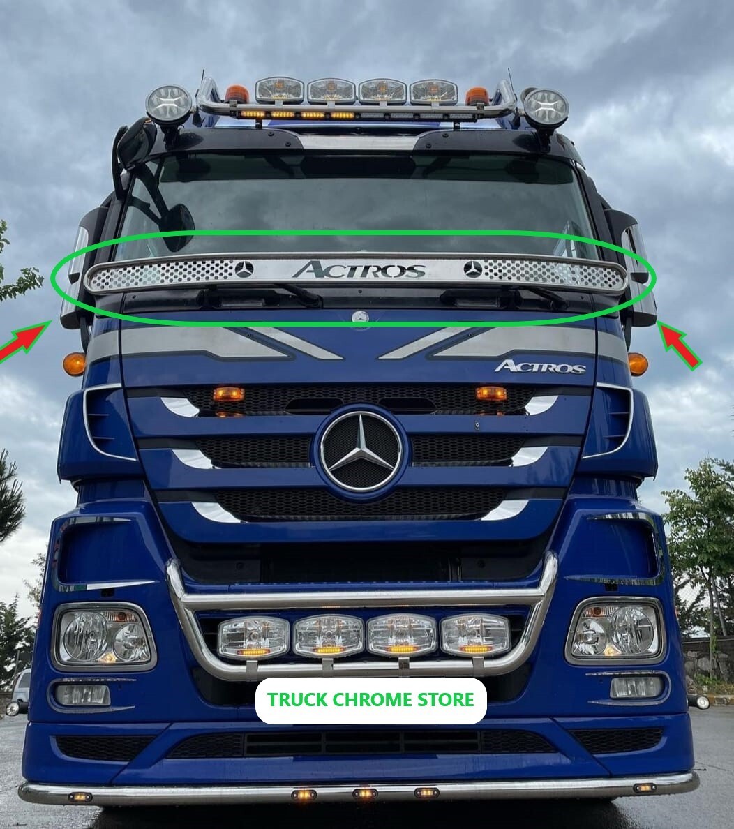 ACTROS  MP3  TUBULAR STONE CATCHER   CHROME   (Written  ACTROS ). Fits  Mercedes