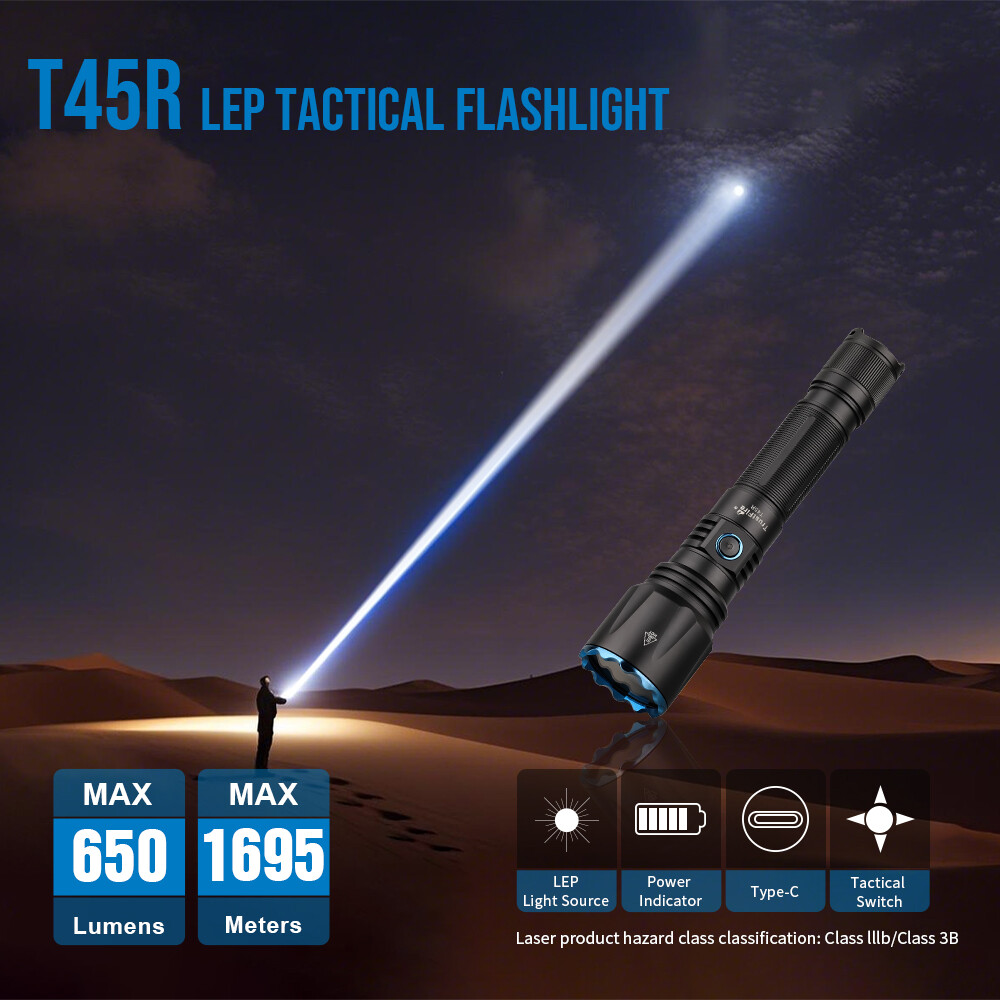 Trustfire T45R White Laser 1695Meter Range Tactical LEP Flashlight 650LM Bright