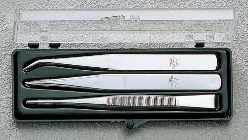 ANEX stainless tweezers 3 pcs set with case No.1093 Made in japan