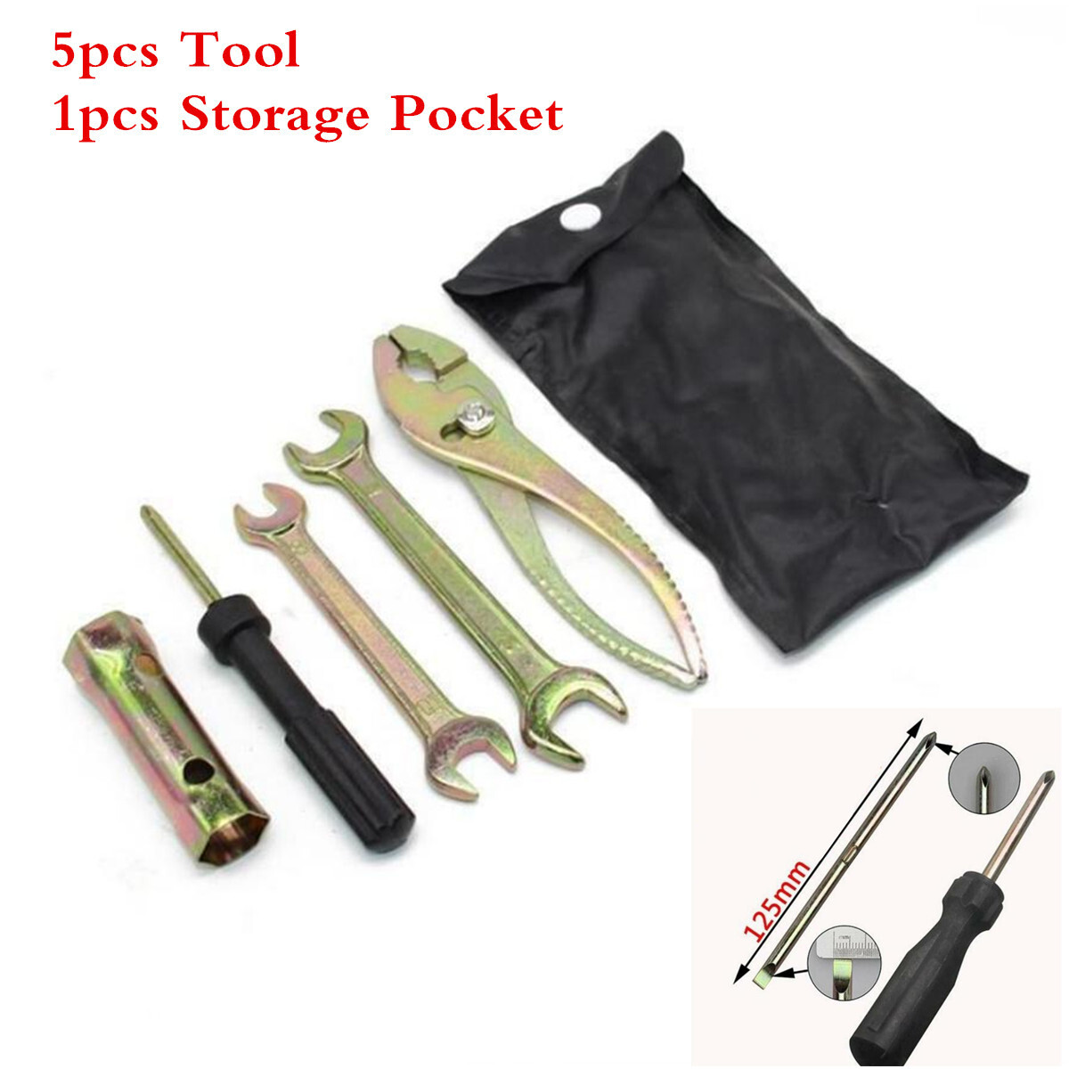 For Honda Motorcycle Tool Kit Screwdriver Spanner Spark Plug Wrench+Storage Bag