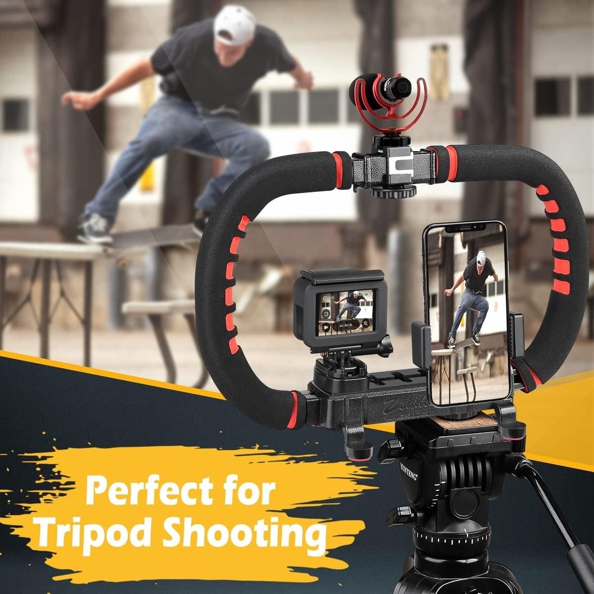 Camera Smartphone Stabilizer, Handle Grip Handheld Video Rig, Compatibility with