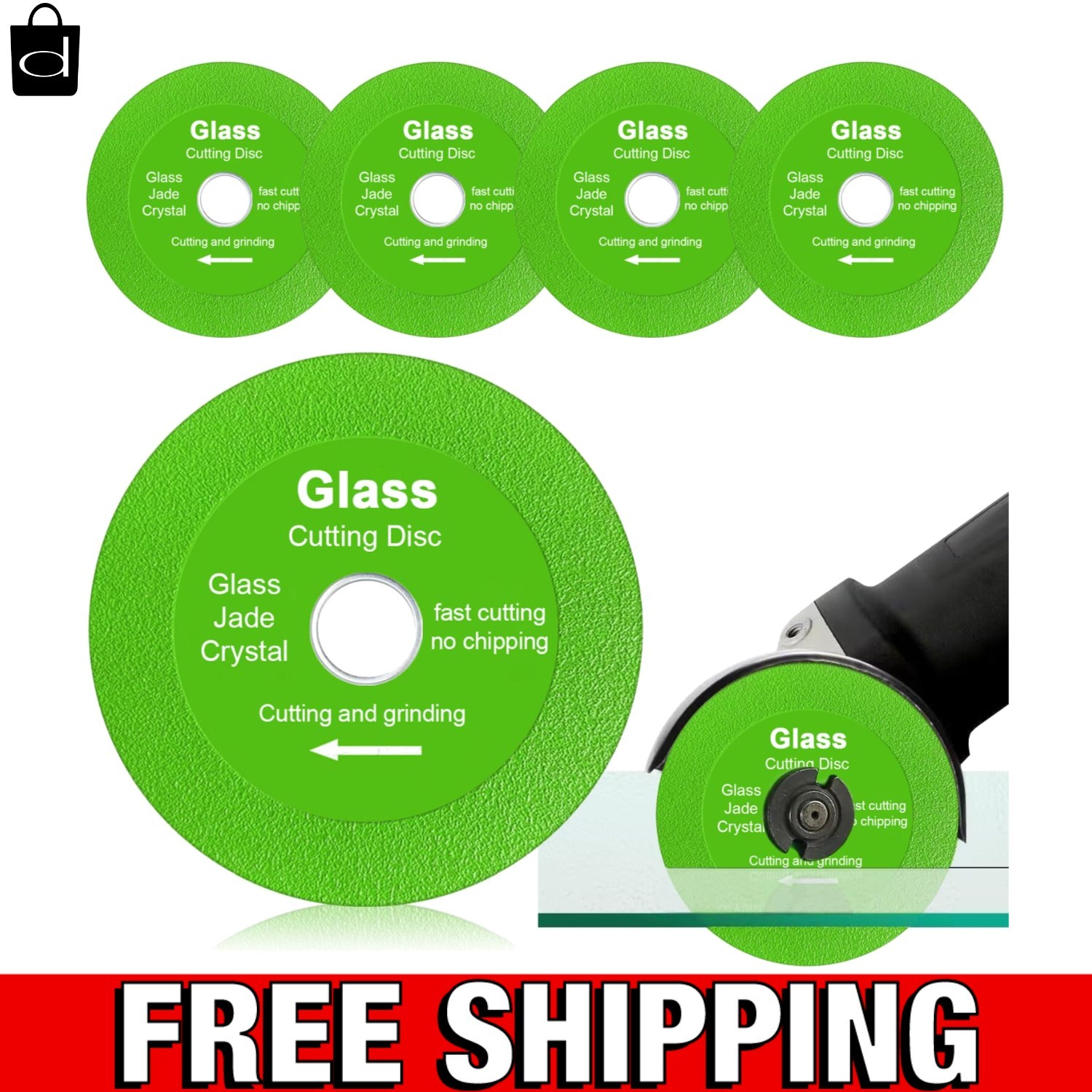 5 Pcs Glass Cutting Disc for Angle Grinder, 4" Ceramic Tile Cutter Blade, Ultra