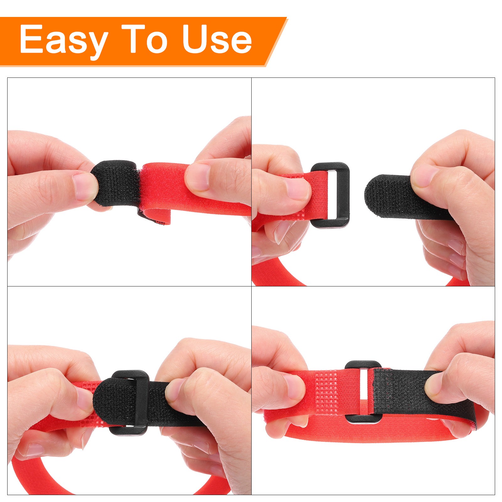 6Pcs Battery Tie Down Straps0.8"x6" Orange Nylon Hold Down Hook Loop Strap