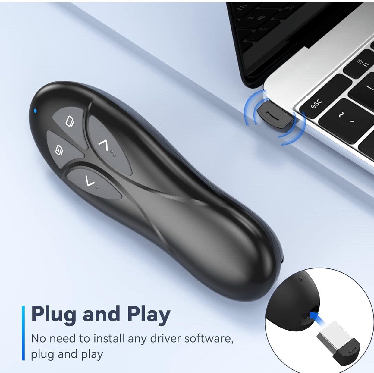 Presentation Clicker PowerPoint Wireless Presenter Remote: USB Type C Rechargeab