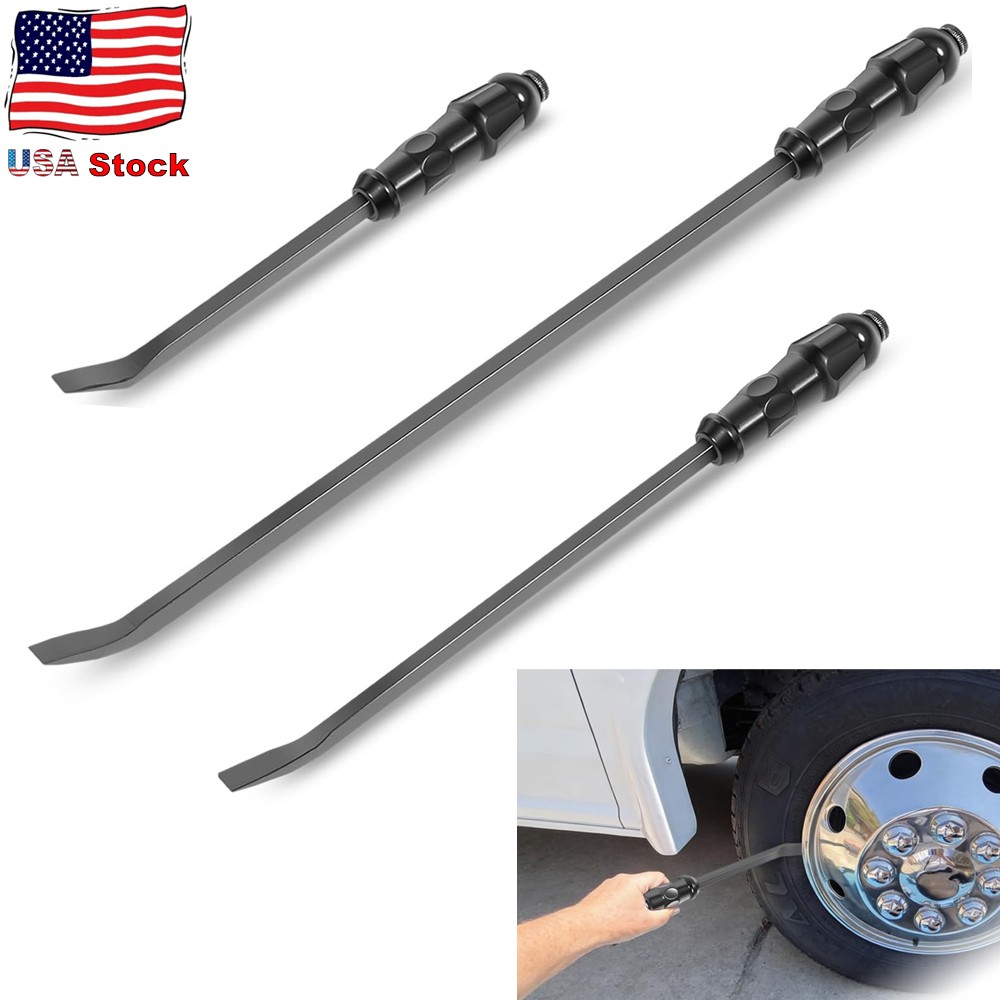 Angled End Handled Pry Bar with Striking Cap Set Steel 12, 17, 25 in. Heavy Duty