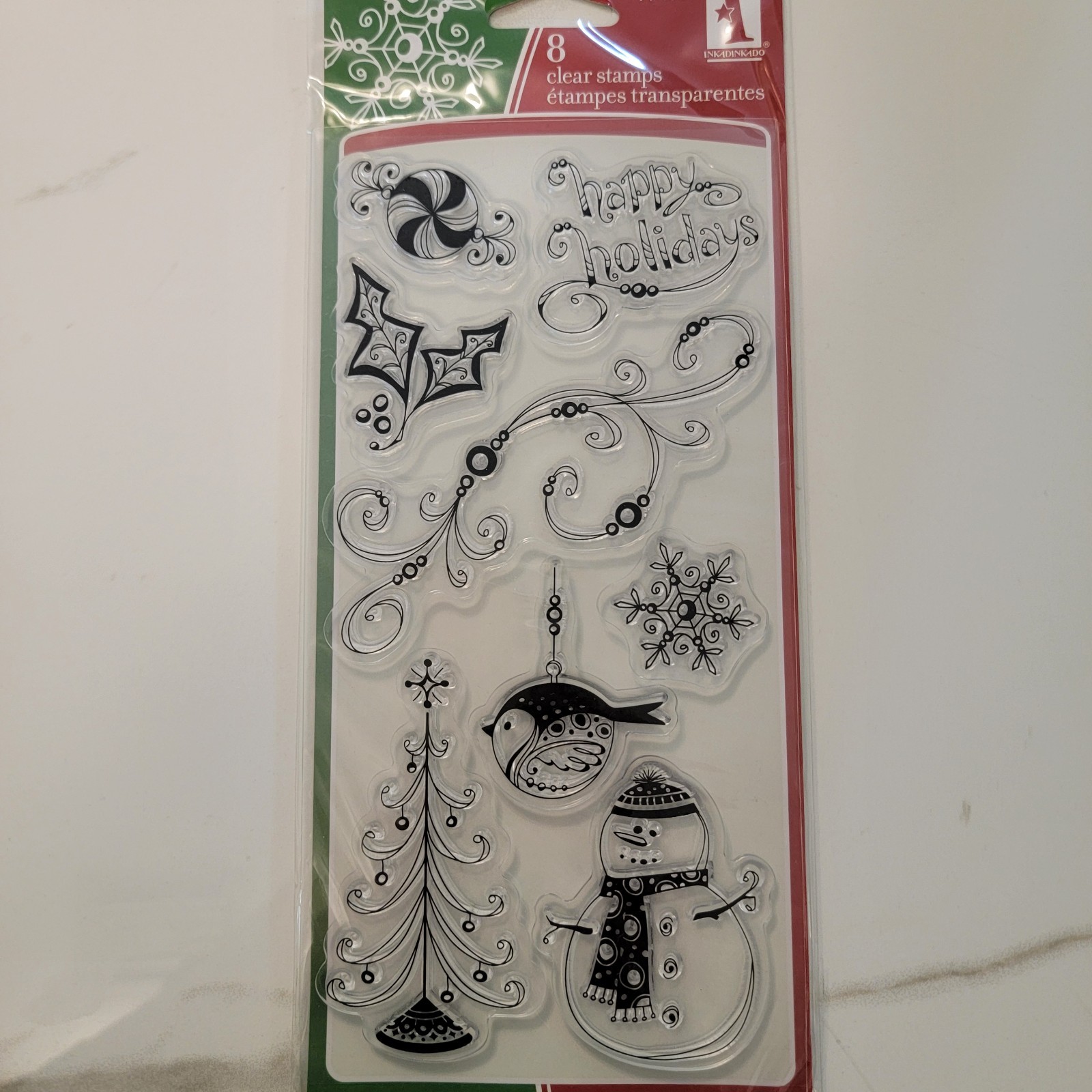 Inkadinkado PATTERN PLAY HOLIDAY Clear Cling Stamps Set of 8