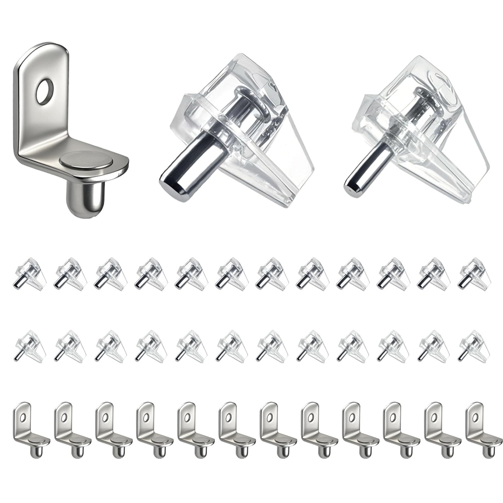 36PCS Mixed-Diameter Cabinet Shelf Pegs, 3-in-1 Shelf Pins Kit, 1/4 inch, 5mm...