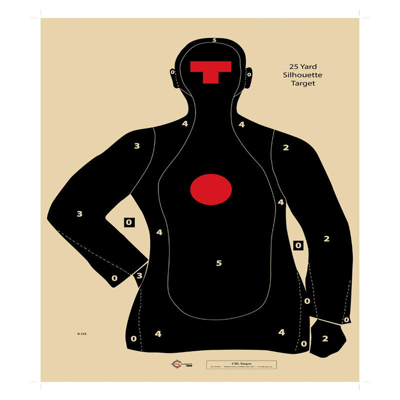 Chltargets.Com Official Nra B-21E Target 21 Yard Target Shooting Paper Targets