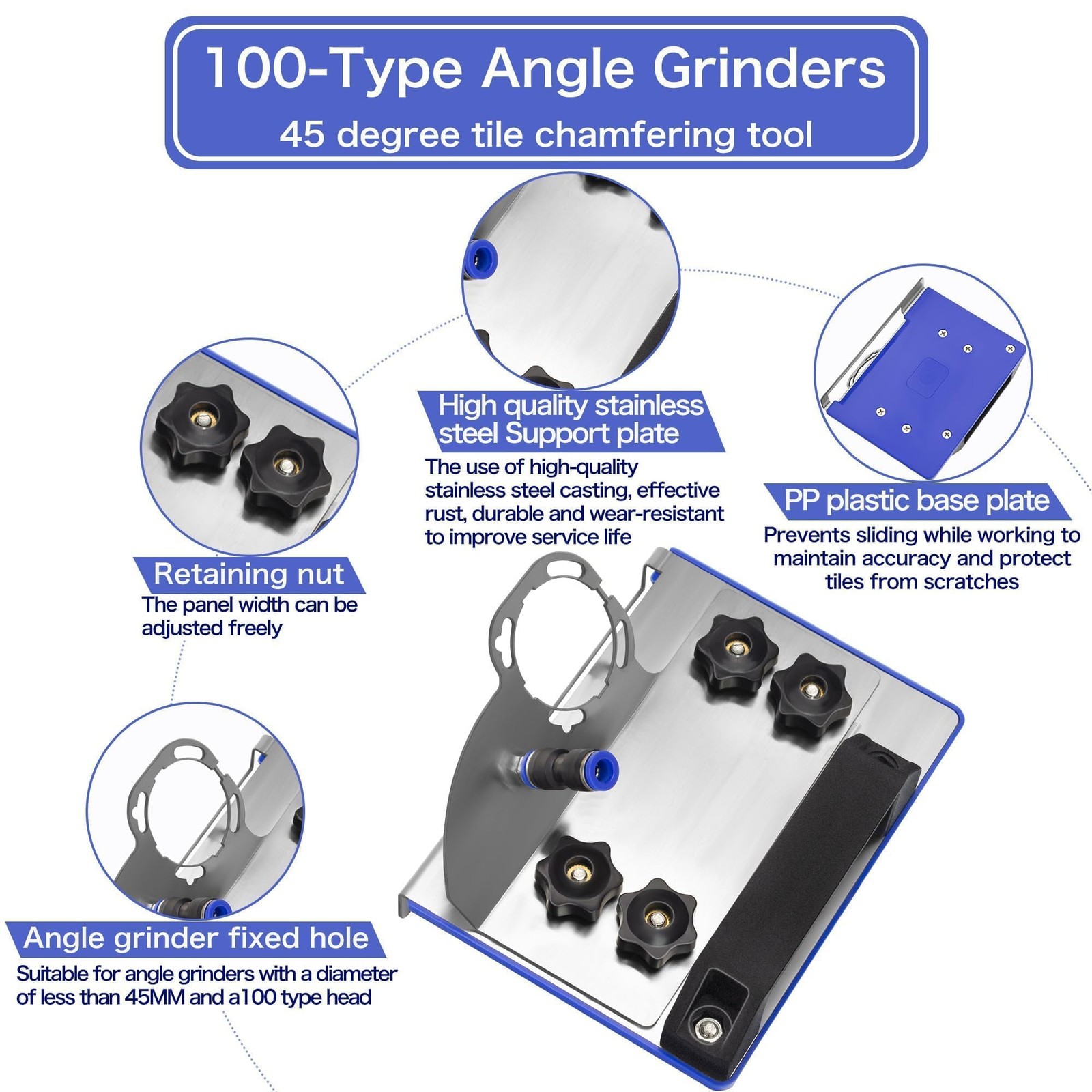 45 Degree Tile Chamfering Tool, Ceramic Tile Cutter Tool, Angle Grinder Attachme